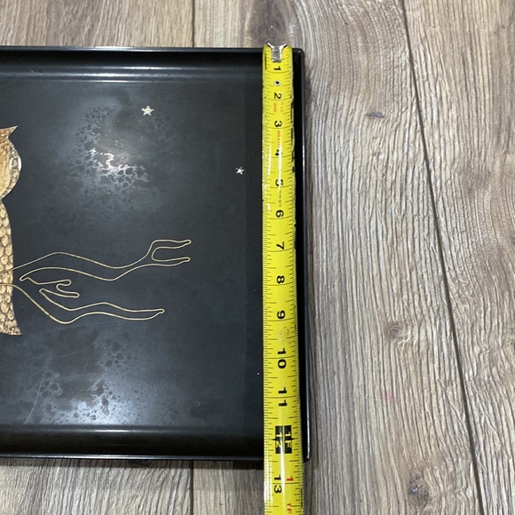 VINTAGE COUROC Owl Black Serving Tray Large - Picture 12 of 13